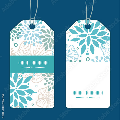 Vector blue and gray plants vertical stripe frame pattern tags