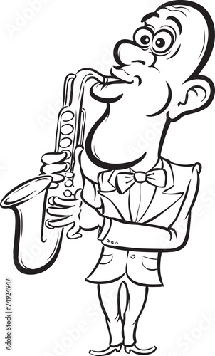 whiteboard drawing - cartoon saxophone player