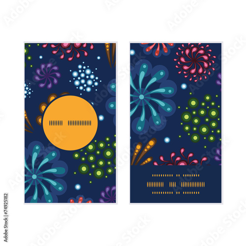 Vector holiday fireworks vertical round frame pattern business