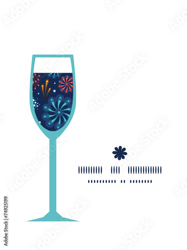 Vector holiday fireworks wine glass silhouette pattern frame