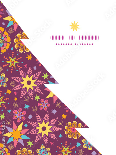 Vector colorful stars Christmas tree silhouette pattern frame