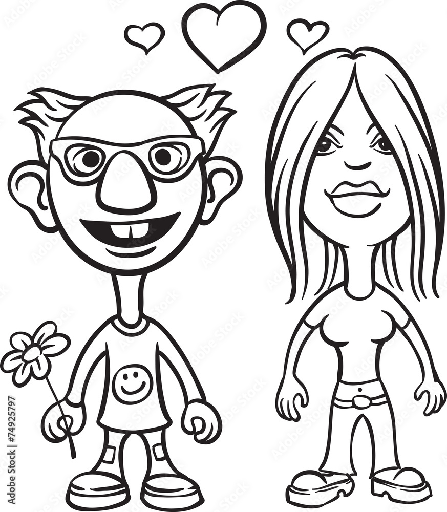 whiteboard drawing - cartoon avatar love couple nerd and girl Stock Vector | Adobe Stock whiteboard drawing - cartoon avatar love couple nerd and girl Stock Vector | Adobe Stock