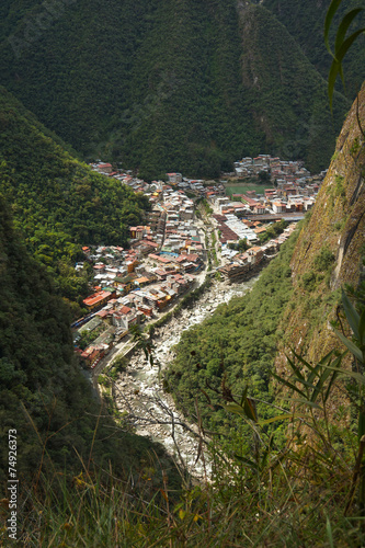 View of Machupicchu Pueblo or Aguas Calientes, Cusco, Peru