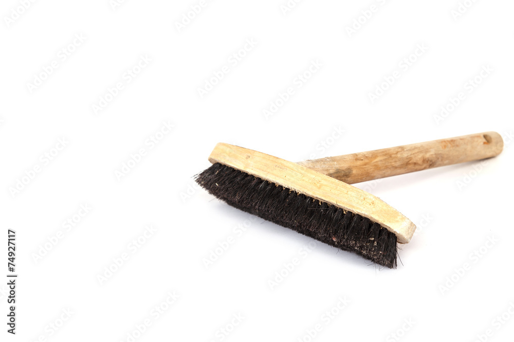 Old Hair brush with wood handle isolated on white background Old Hair brush with wood handle isolated on white background