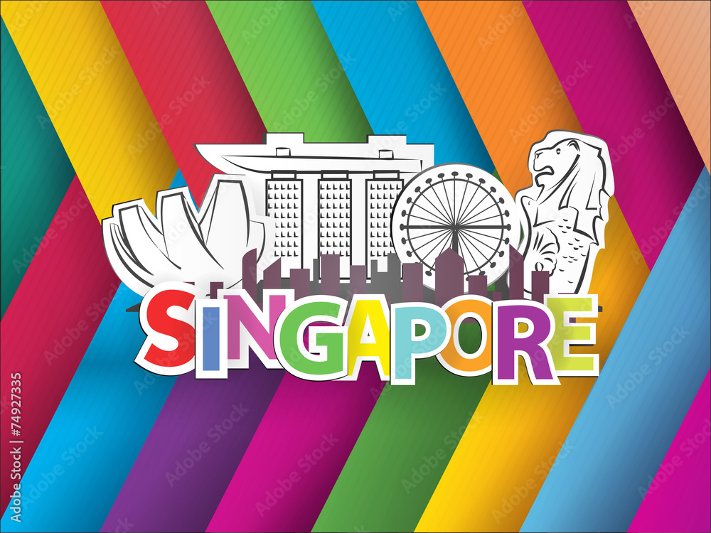 Obraz premium Singapore City Landmark Vector