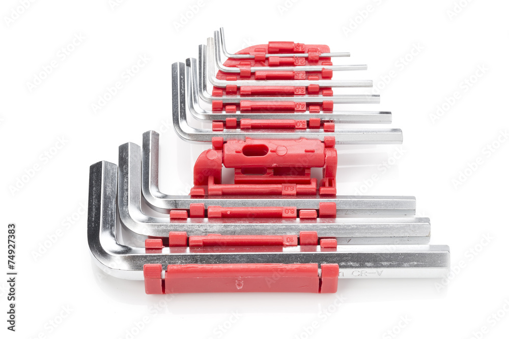 hex wrench set on white background