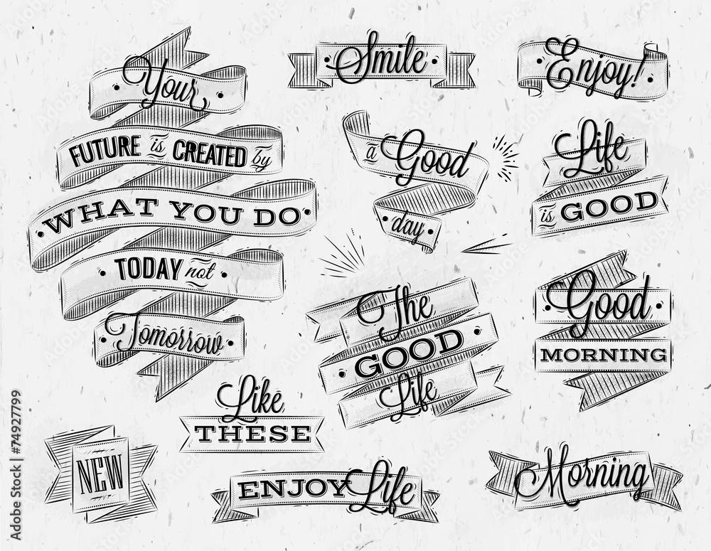 Fototapeta premium Ribbons vintage lettering