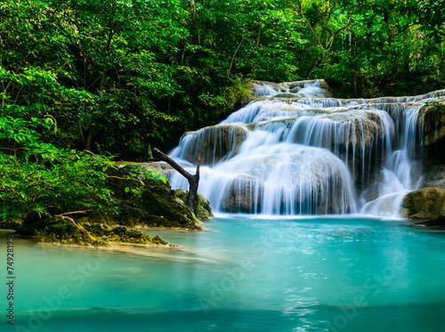 Waterfall at Erawan National Park  Kanchana buri  Thailand