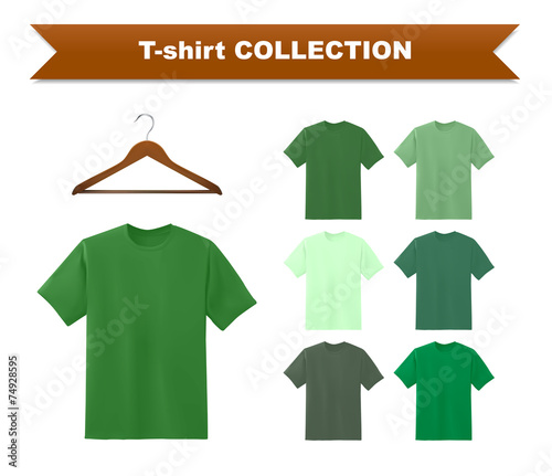 Green T-shirt template collection with hanger