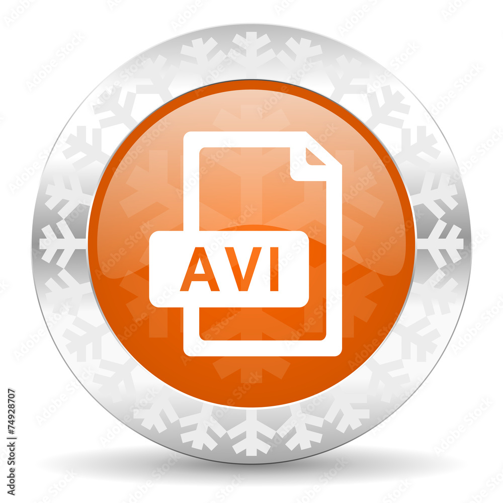 avi file orange icon, christmas button avi file orange icon, christmas button