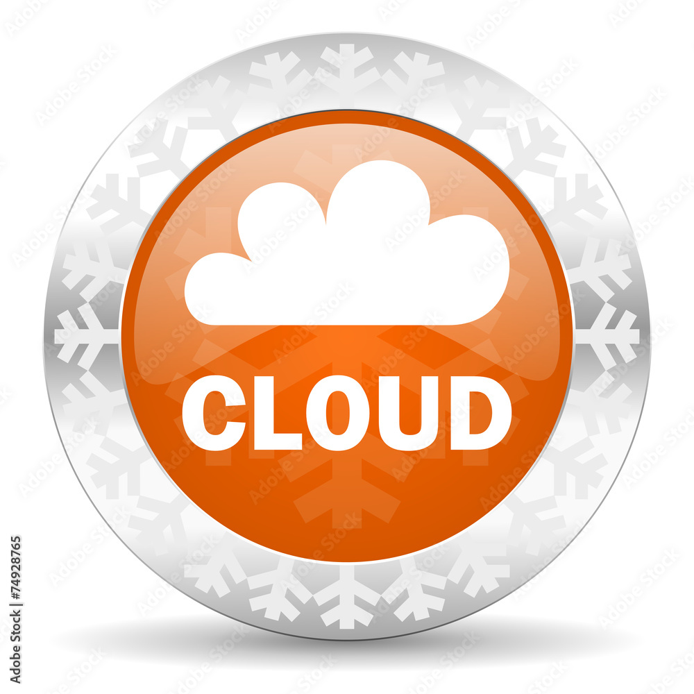 cloud orange icon, christmas button cloud orange icon, christmas button