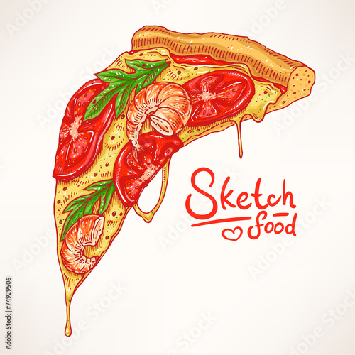slice of pizza with shrimps