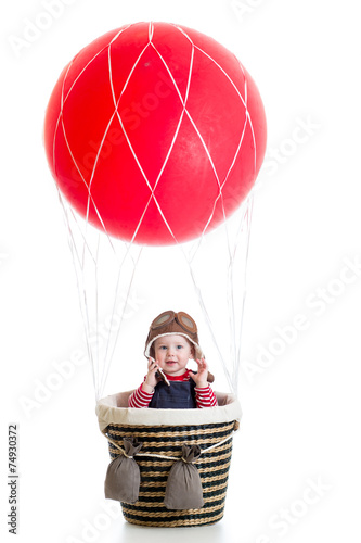 child boy on hot air balloo...