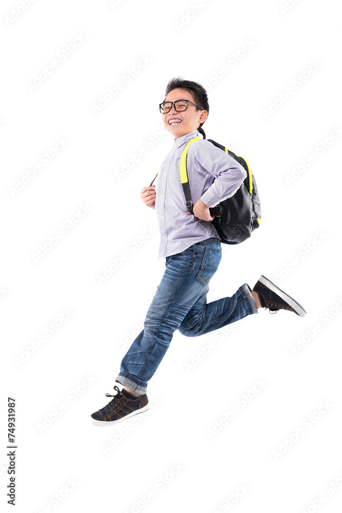 Naklejka premium Running schoolboy