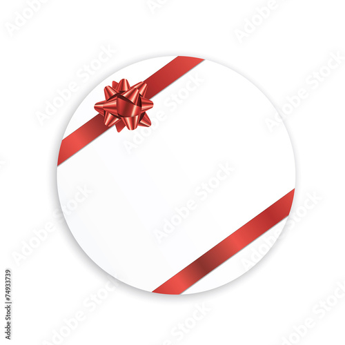GIFT CARD WITH BOW (vector red Christmas present ribbon)