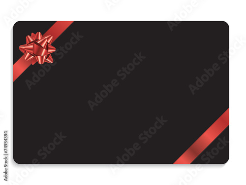 GIFT CARD WITH BOW (vector red Christmas present ribbon)