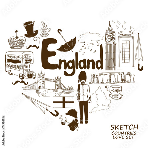 English symbols in heart shape concept