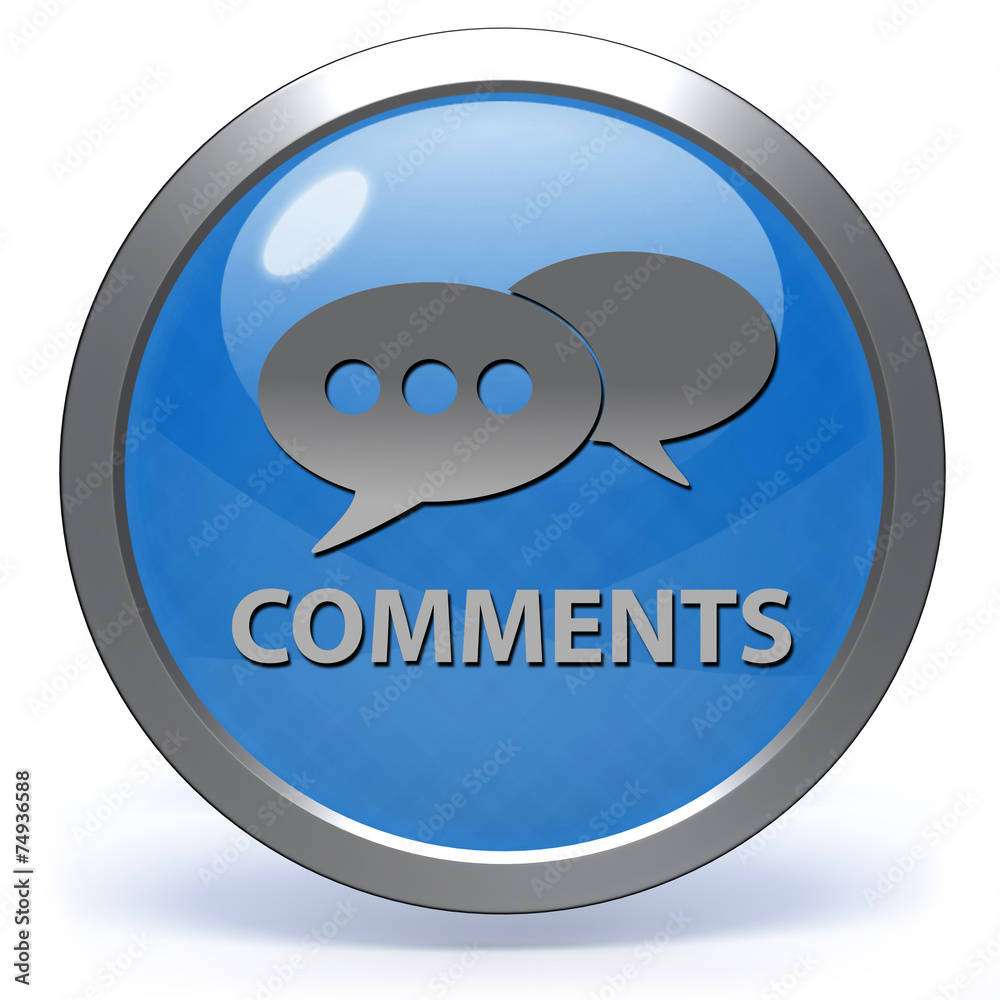Comments now circular icon on white background Comments now circular icon on white background