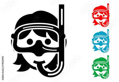 Pictograma icono submarinista chica con varios colores