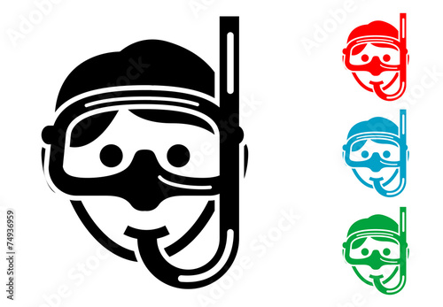 Pictograma icono submarinista chico con varios colores