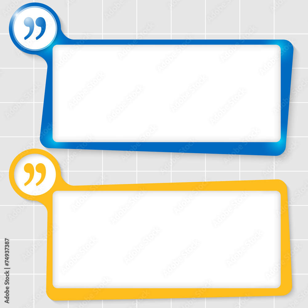 set of two text boxes for text and quotation mark set of two text boxes for text and quotation mark