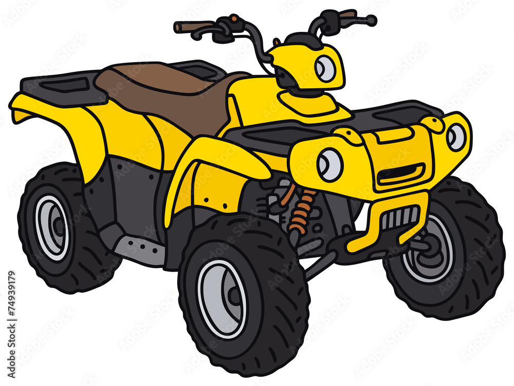 Hand drawing of a yellow funny ATV - not a real model Stock Vector | Adobe  Stock
