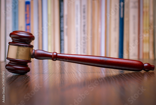 Wooden Gavel on Wooden Table