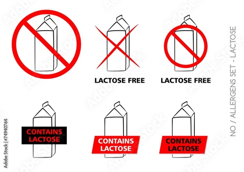 Vector Lactose Free Symbols on white background