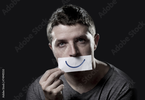 young depressed man sad wasted in depression concept