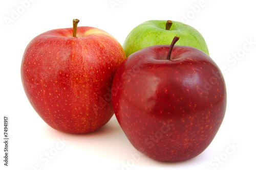 Set of three red and green apples
