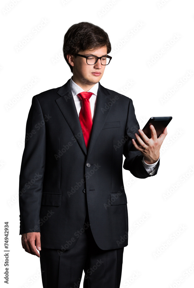 businessman with touch pad