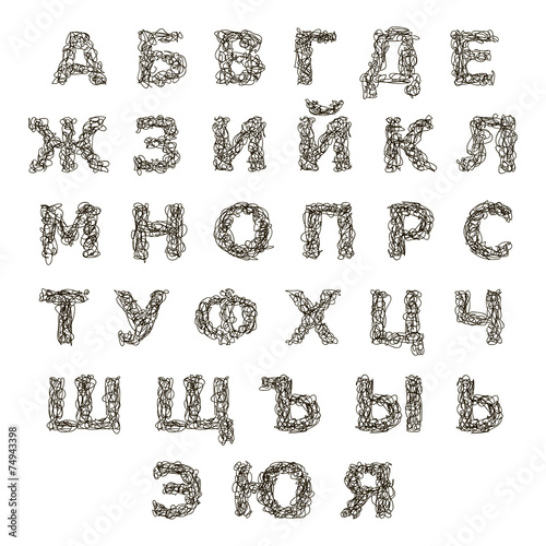 Doodle cyrillic alphabet