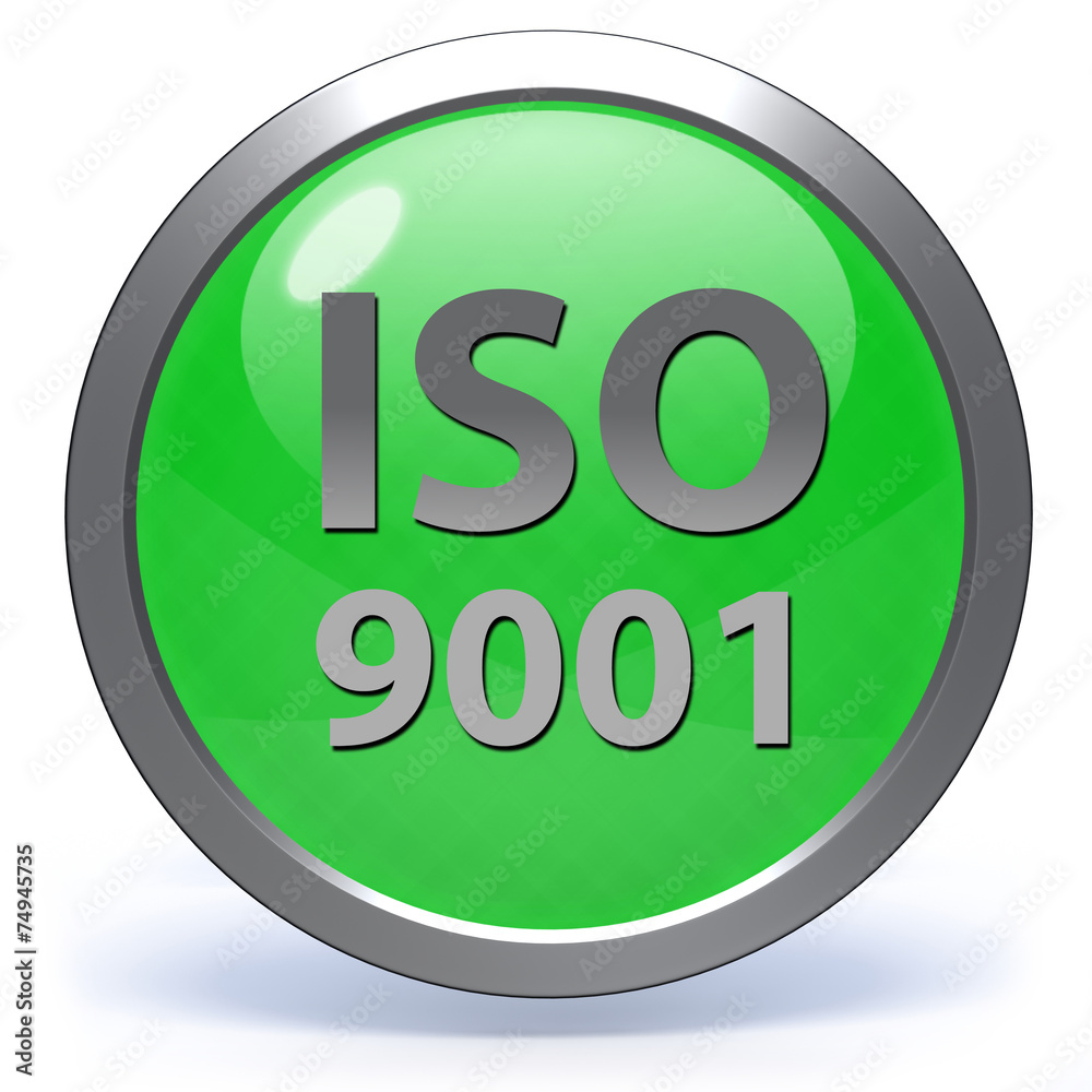 Iso 9001 circular icon on white background Iso 9001 circular icon on white background