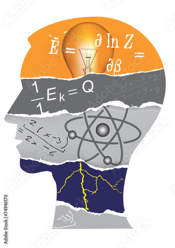 Physics student head slilhouette