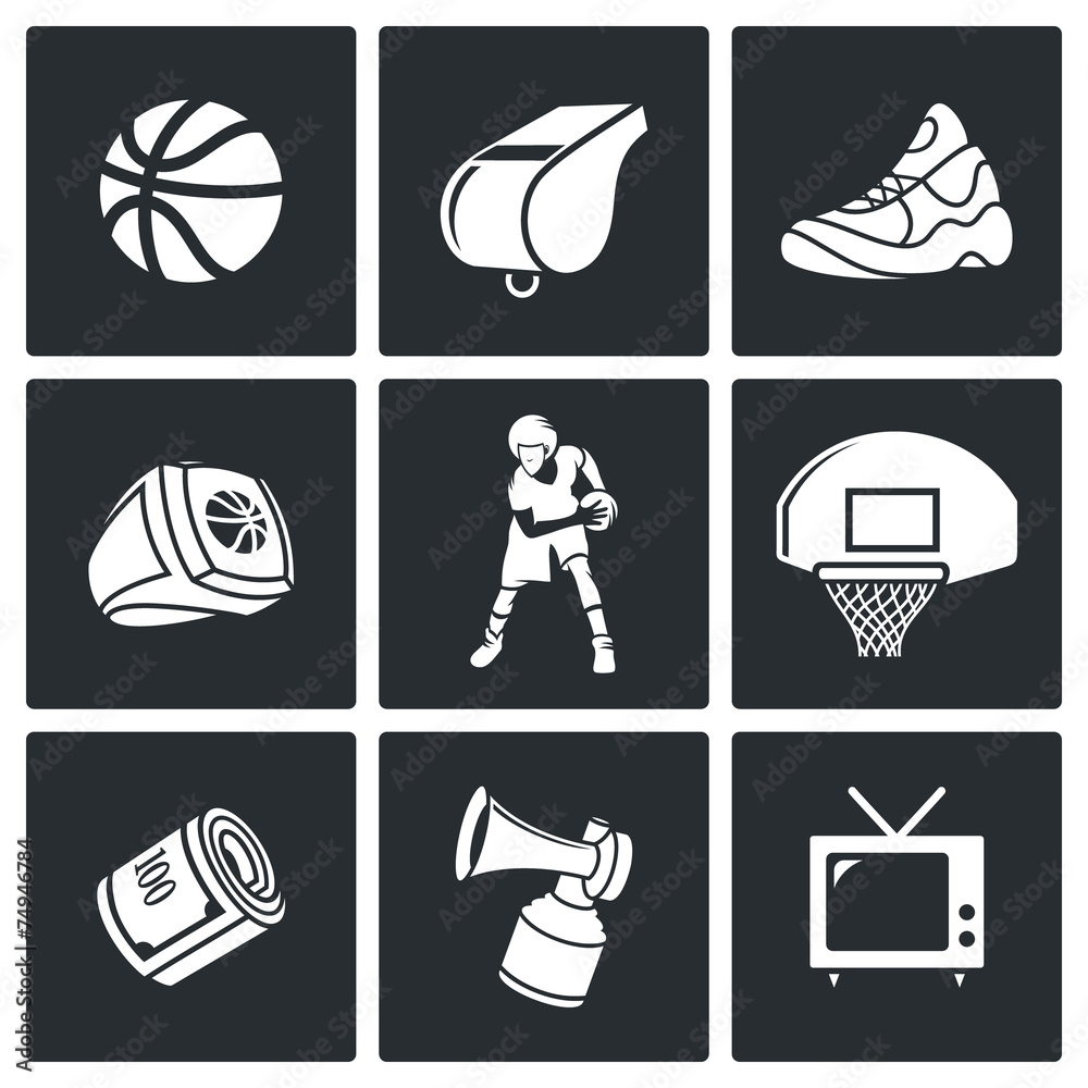Fototapeta premium Basketball Vector Icons Set