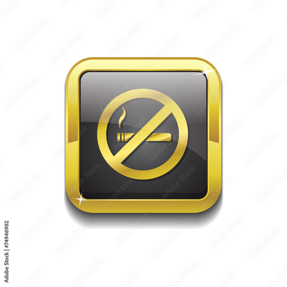 No Smoking Sign Gold Vector Icon Button No Smoking Sign Gold Vector Icon Button