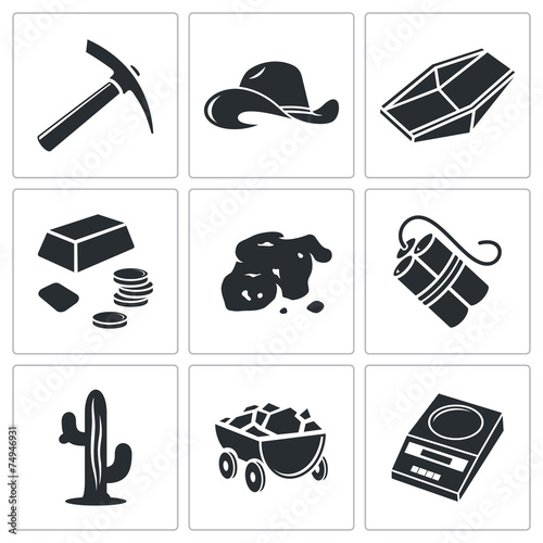 Gold rush Vector Icons Set