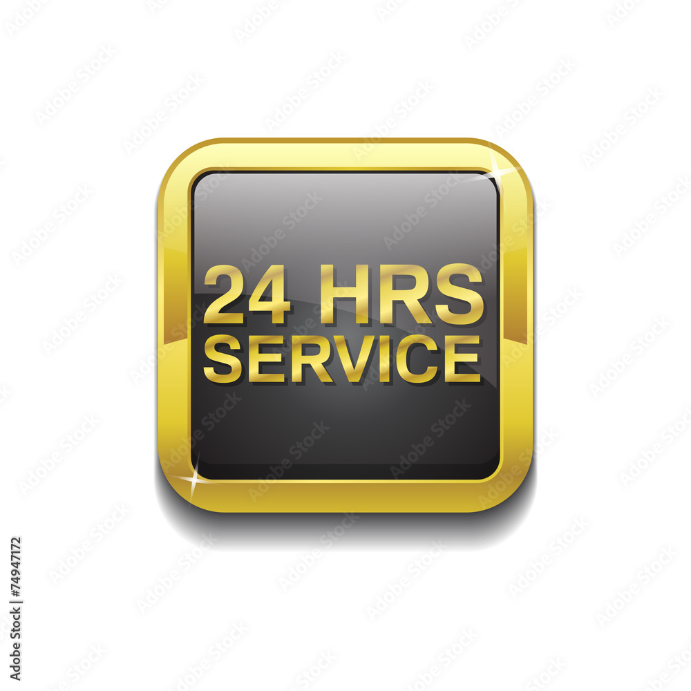 24 Hours Service Gold Vector Icon Button 24 Hours Service Gold Vector Icon Button