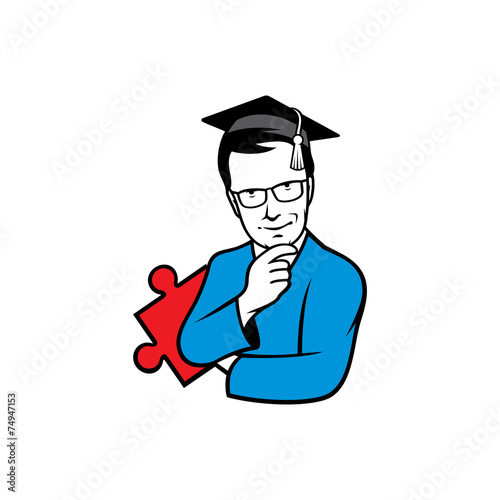 Man puzzle vector sign