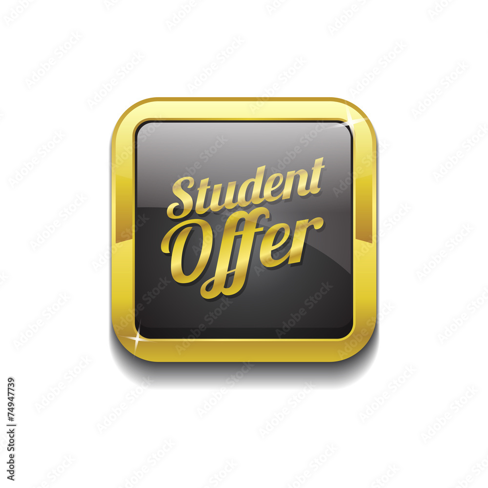 Student Offer Gold Vector Icon Button Student Offer Gold Vector Icon Button