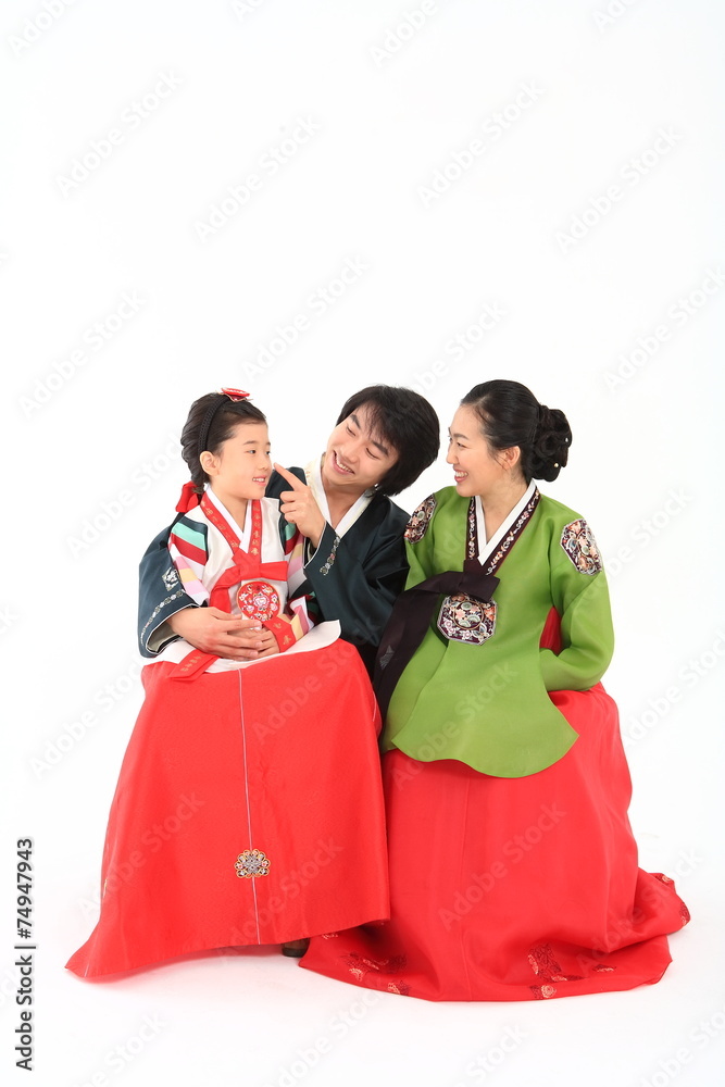 한복 입은 한국인 가족 한복 입은 한국인 가족