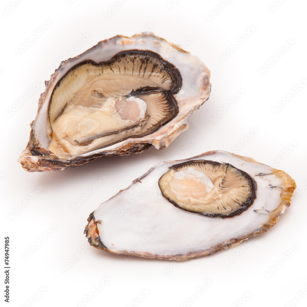 Raw oyster isolated on a white studio background. Raw oyster isolated on a white studio background.
