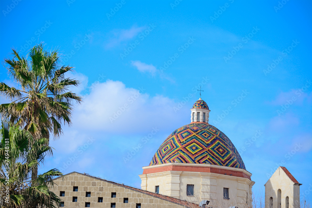 san michele dome under a blue sky in Alghero