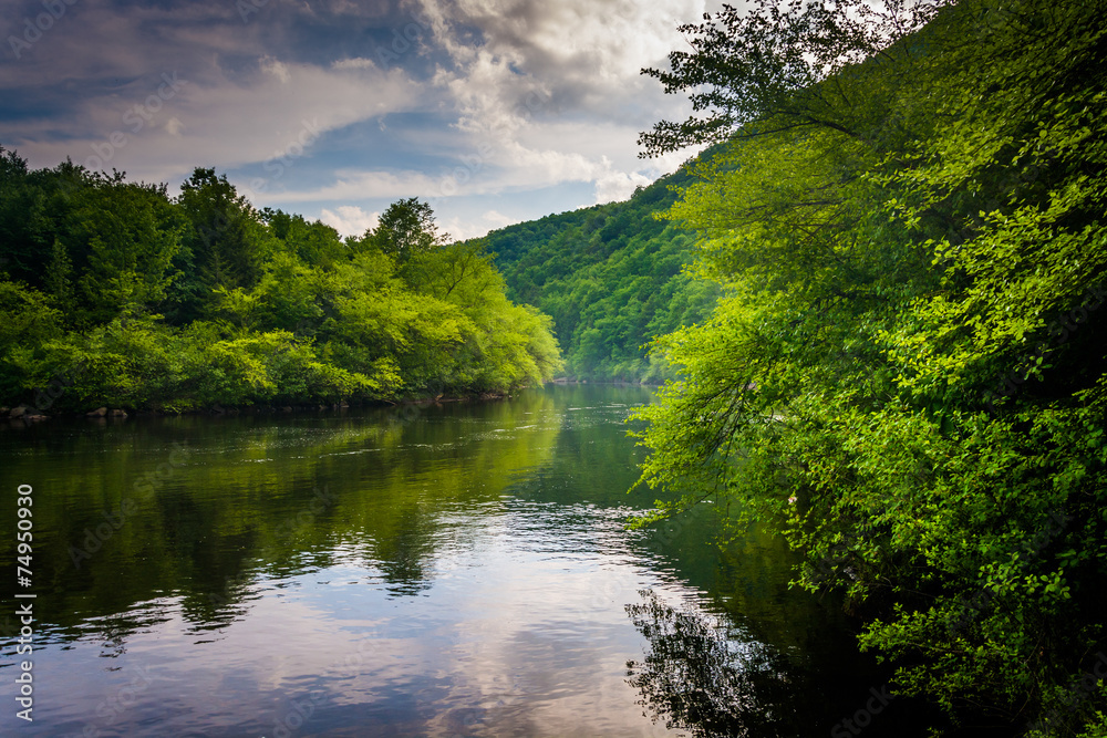 Evening clouds reflections in the Lehigh River, at Lehigh Gorge Evening clouds reflections in the Lehigh River, at Lehigh Gorge