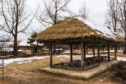 Korean traditional village scene in winter.