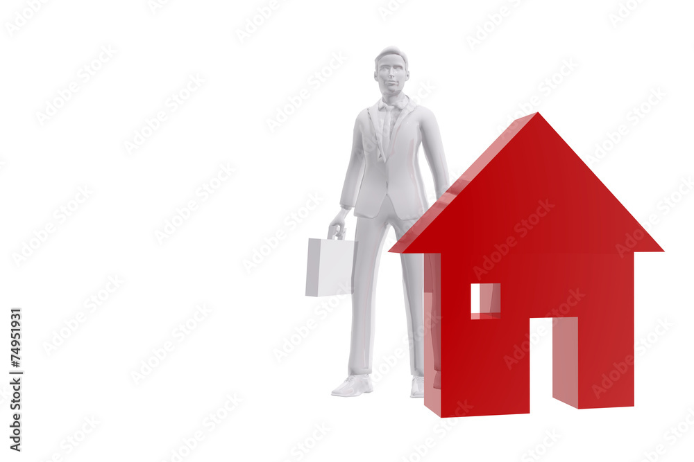 Salesman and house symbol Salesman and house symbol