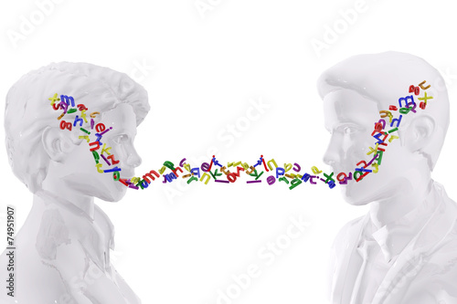 Two persons talking.  Language concept