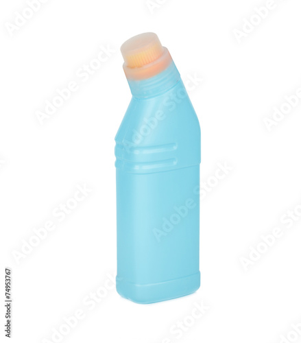 Colored plastic bottles isolated on white background