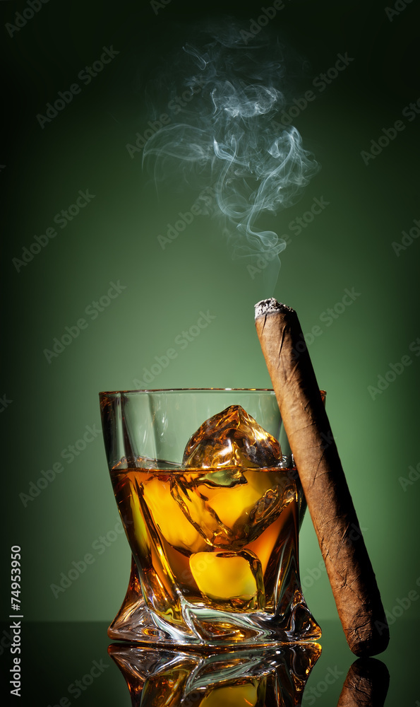 Cigar on green