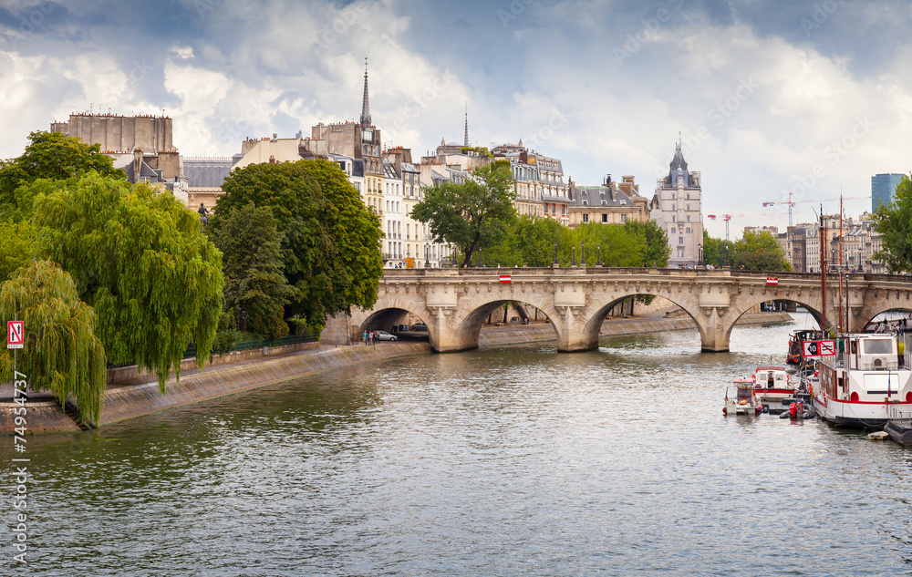 Pont Neuf, the oldest bridge across Seine in Paris, France